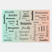 Individuelle Name Text Abstrakt Pastell Orange Gra Geschenkpapier Set (Vorderseite)