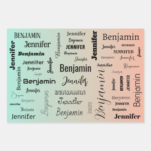Individuelle Name Text Abstrakt Pastell Orange Gra Geschenkpapier Set (Vorderseite)