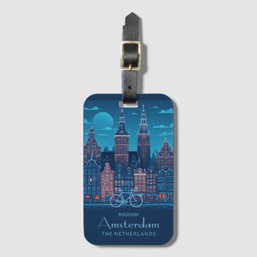 Individuelle Name / Text Amsterdam Gepäckanhänger (Vorderseite Vertikal)