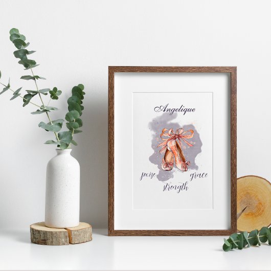 Individuelle Name Text Ballet Pointe Shoes Balleri Fotodruck