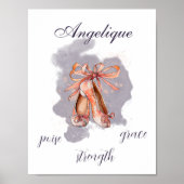 Individuelle Name Text Ballet Pointe Shoes Balleri Poster (Vorne)