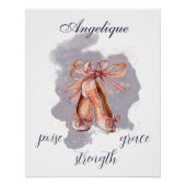 Individuelle Name Text Ballet Pointe Shoes Balleri Poster (Vorderseite)