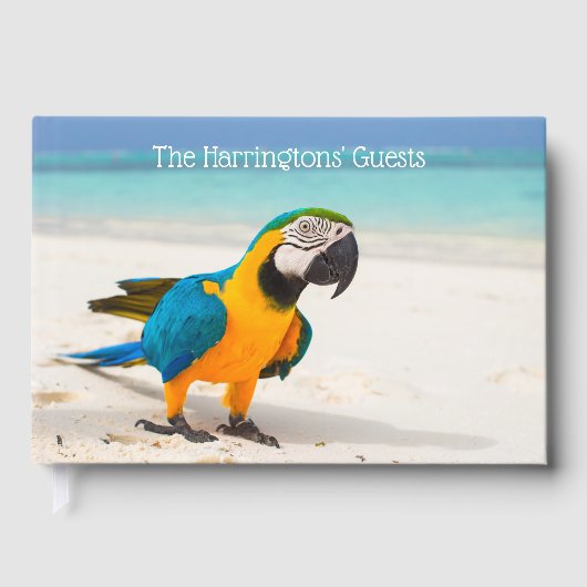 Individuelle Name & Text Beach Parrot Gästebuch (Vorderseite)