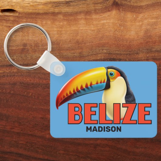 Individuelle Name & Text BELIZE Toucan Schlüsselanhänger (Rückseite)