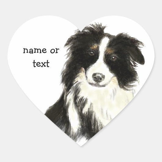Individuelle Name Text Border Collie Dog Pet Herz-Aufkleber (Vorderseite)