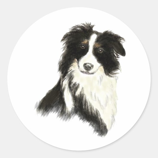 Individuelle Name Text Border Collie Dog Pet Runder Aufkleber (Vorderseite)