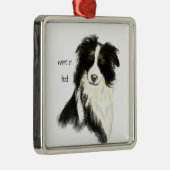 Individuelle Name Text Border Collie Dog Pet Silbernes Ornament (Rechts)