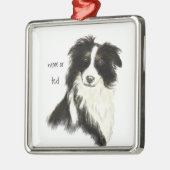 Individuelle Name Text Border Collie Dog Pet Silbernes Ornament (Links)