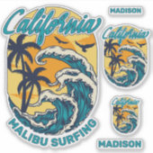 Individuelle Name / Text California Surfen Aufkleber (Vorderseite)