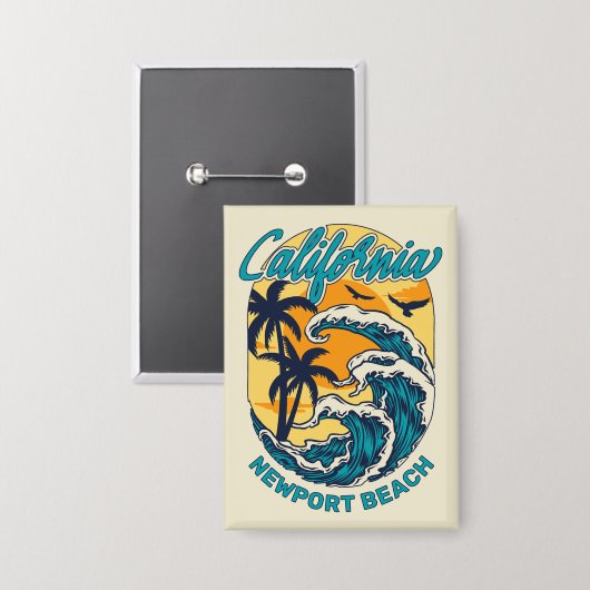 Individuelle Name / Text California Surfen Button (Vorderseite/Rückseite)