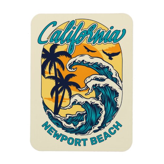 Individuelle Name / Text California Surfen Magnet (Vertikal)