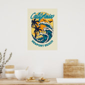 Individuelle Name / Text California Surfen Poster (Küche)