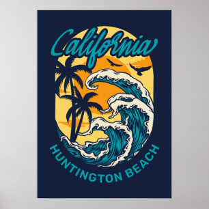 Individuelle Name / Text California Surfen Poster