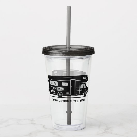 Individuelle Name & Text Camper Van Tumblers Acryltrinkbecher (Vorderseite)