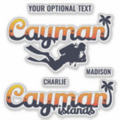 Individuelle Name & Text Cayman Islands Scuba Dive Aufkleber (Vorderseite)