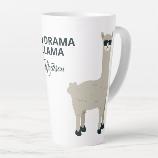 Individuelle Name & Text Cool Llama Latte Tasse (Rechte Ecke)