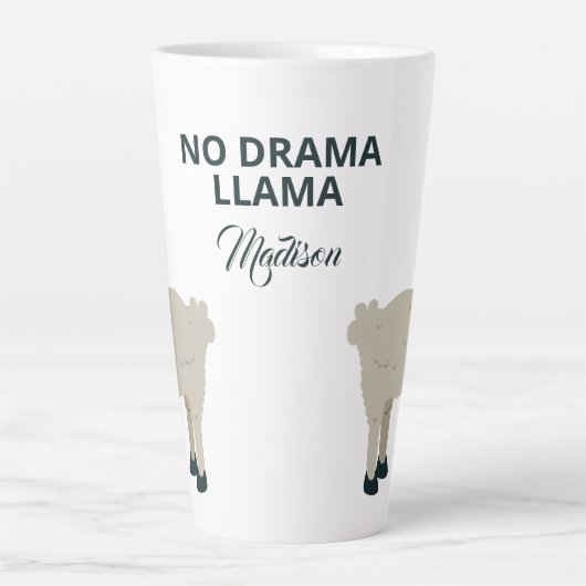 Individuelle Name & Text Cool Llama Latte Tasse (Vorderseite)