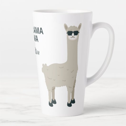 Individuelle Name & Text Cool Llama Latte Tasse (Rechts)