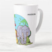 Individuelle Name & Text Earth mit Tieren Milchtasse (Rechte Ecke)