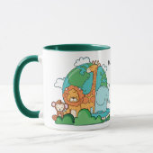 Individuelle Name & Text Earth mit Tieren Tasse (Links)