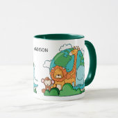 Individuelle Name & Text Earth mit Tieren Tasse (VorderseiteRechts)
