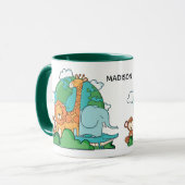Individuelle Name & Text Earth mit Tieren Tasse (Vorderseite Links)