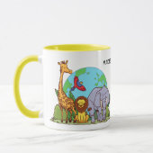 Individuelle Name & Text Earth mit Tieren Tasse (Links)