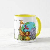 Individuelle Name & Text Earth mit Tieren Tasse (VorderseiteRechts)