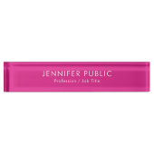 Individuelle Name Text Elegant Moderne, Hot-Pink-V Namensplakette (Vorderseite)