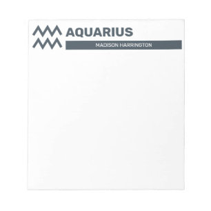Individuelle Name / Text & Farbe Zodiac Zeichenaqu Notizblock