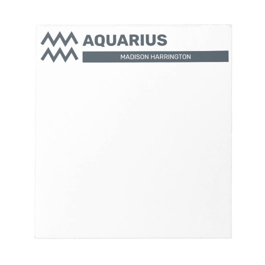 Individuelle Name / Text & Farbe Zodiac Zeichenaqu Notizblock (Vorderseite)