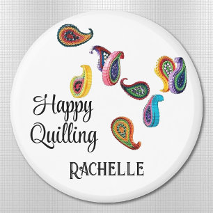 Individuelle Name Text farbig 2.25-in-Quill Paisle Magnet