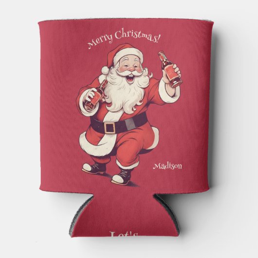 Individuelle Name & Text Funny Betrunkener Weihnac Dosenkühler (Vorderseite)
