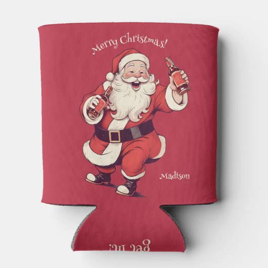 Individuelle Name & Text Funny Betrunkener Weihnac Dosenkühler (Rückseite)