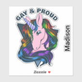 Individuelle Name & Text Gay Unicorn Aufkleber (Blatt)