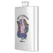 Individuelle Name & Text Gay Unicorn Flachmann (Links)