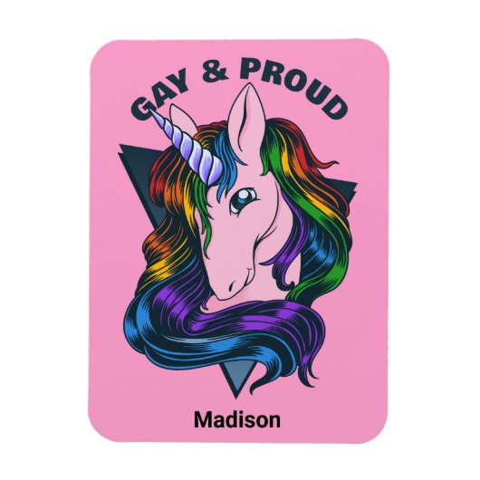 Individuelle Name & Text Gay Unicorn Magnet (Vertikal)