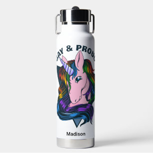 Individuelle Name & Text Gay Unicorn Trinkflasche