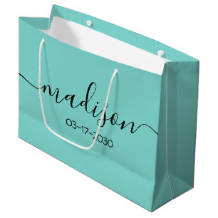 Individuelle Name Text Girly Feminine Aquamarin Tü Große Geschenktüte
