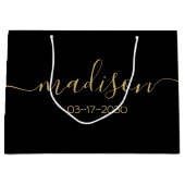 Individuelle Name Text Girly Feminine Gold Script  Große Geschenktüte (Vorderseite)