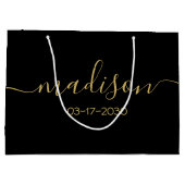 Individuelle Name Text Girly Feminine Gold Script  Große Geschenktüte (Rückseite)