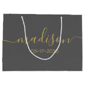 Individuelle Name Text Girly Feminine Gold Script  Große Geschenktüte (Rückseite)