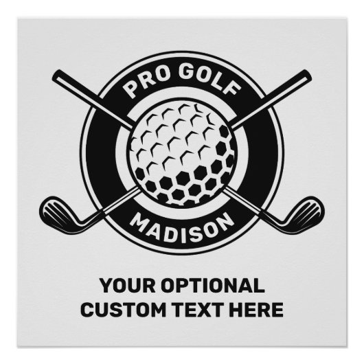 Individuelle Name & Text Golf Poster (Vorderseite)