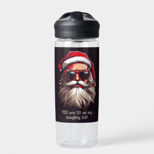 Individuelle Name & Text Grumpy Santa Trinkflasche (Vorderseite)