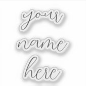 Individuelle Name Text Handgeschriebene Chic Water Aufkleber (Vorderseite)