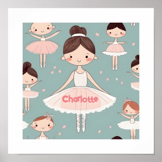 Individuelle Name Text Happy Ballerina Poster (Vorne)