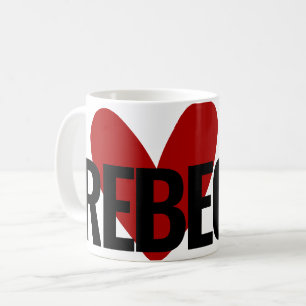 Individuelle Name Text Huge Red Heart Simple Rebec Kaffeetasse