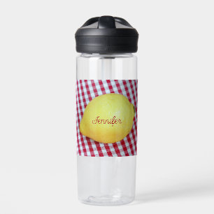 Individuelle Name Text Lemon Picnic Gingham Trinkflasche