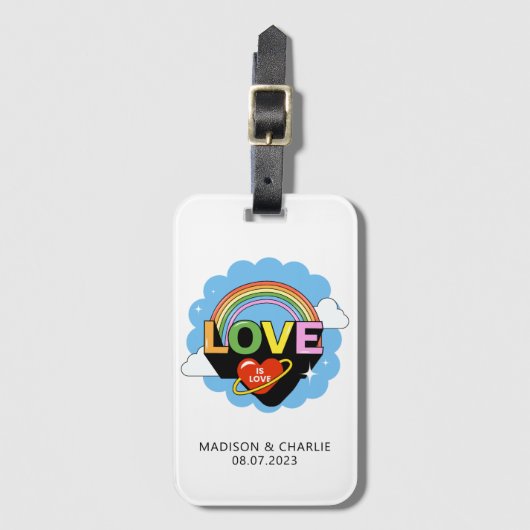 Individuelle Name / Text "Liebe ist Liebe" Gepäckanhänger (Vorderseite Vertikal)