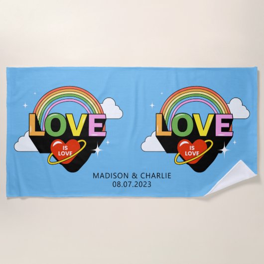 Individuelle Name / Text "Liebe ist Liebe" Strandtuch (Vorderseite)